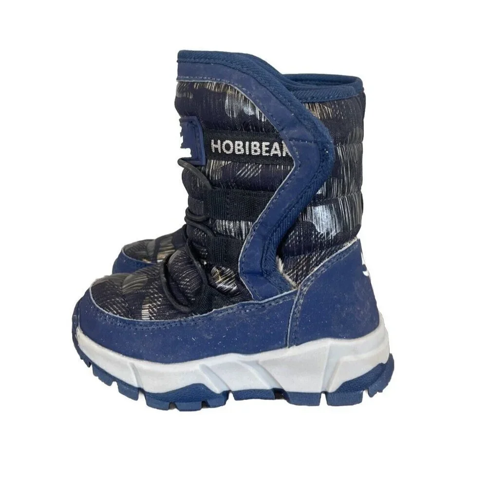 Toddler Snow Boots 7  Hobibear Winter Waterproof Blue Black Winter Outdoor